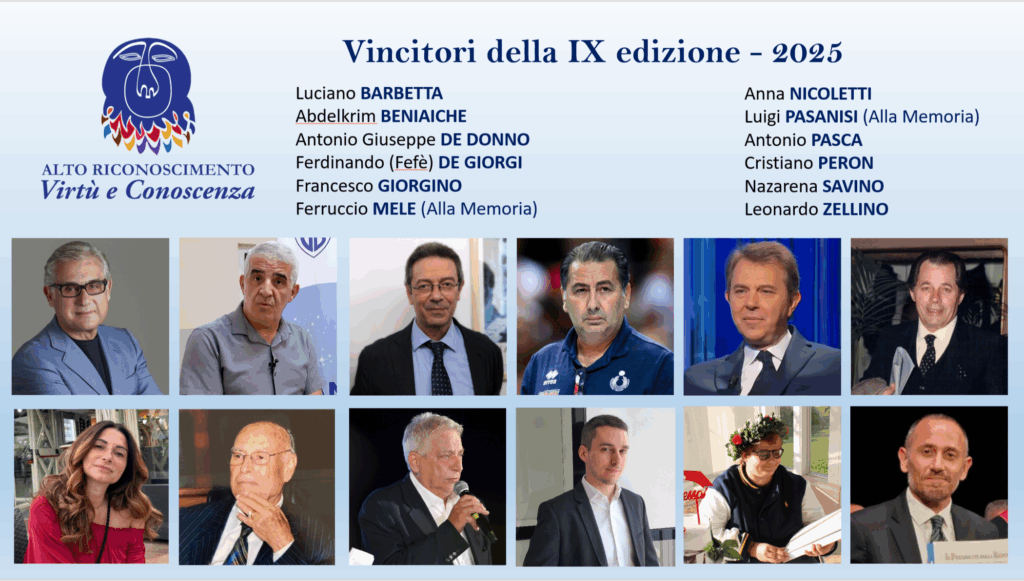 Foto d'insieme. Vincitori Virtù e Conoscenza 2025